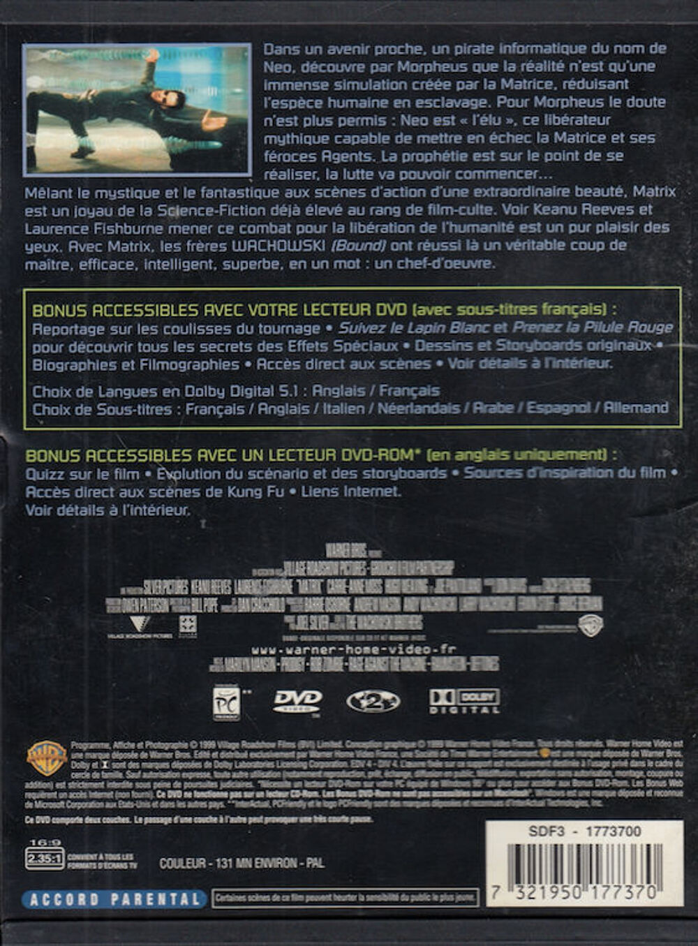 DVD Matrix (The Matrix) - Wachowski DVD et blu-ray