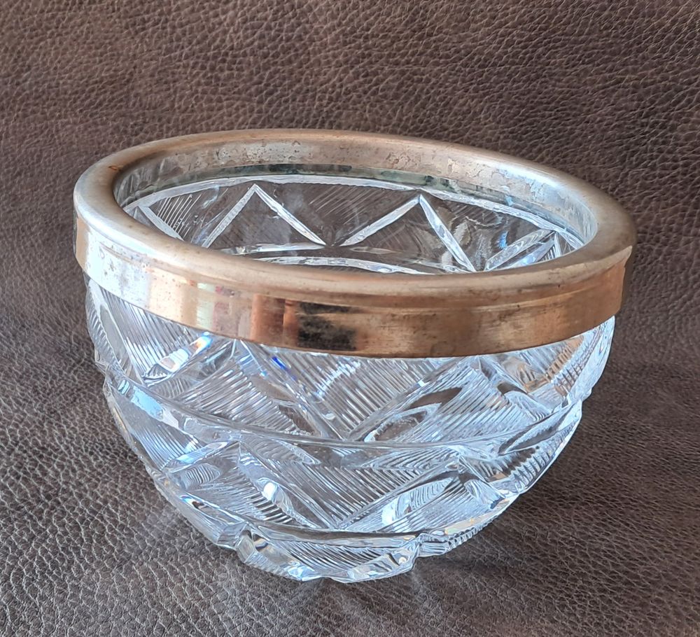 pot &agrave; biscuits vintage en verre cisel&eacute; motifs g&eacute;om&eacute;triques Décoration