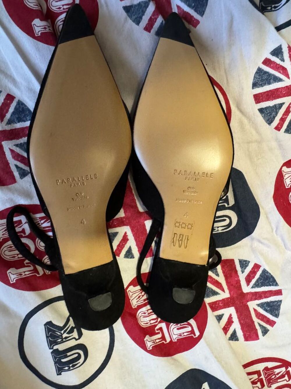 Escarpins Parall&egrave;le Paris daim velours noir slingback Chaussures