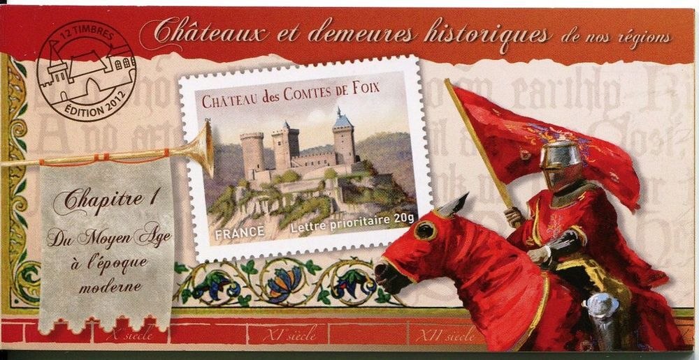 CARNET 12 TIMBRES 2012 BC714 CHATEAUX &amp; DEMEURES HISTORIQUES 