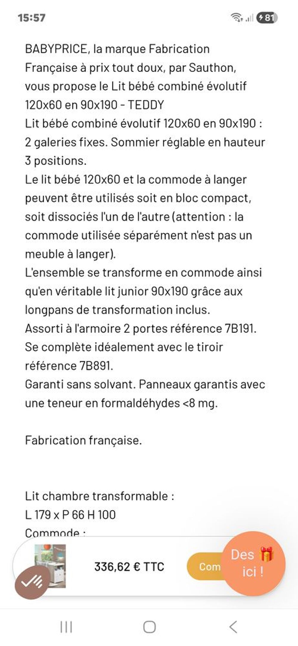Lit evolutif baby price Puériculture