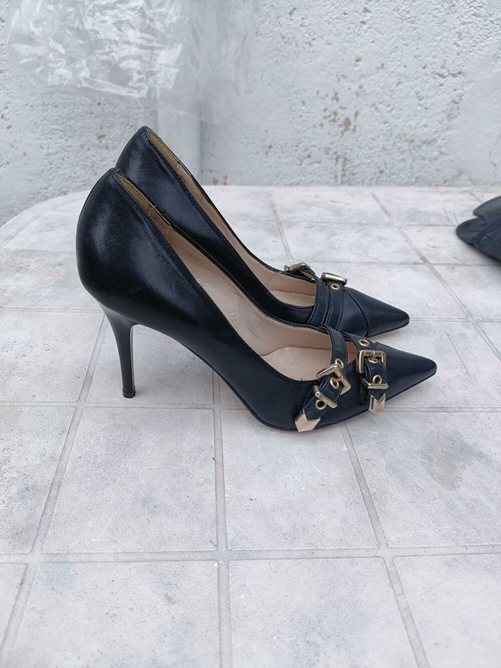 Escarpins noir "San Marina" et "pointure motif panth&egrave;re P36 Chaussures