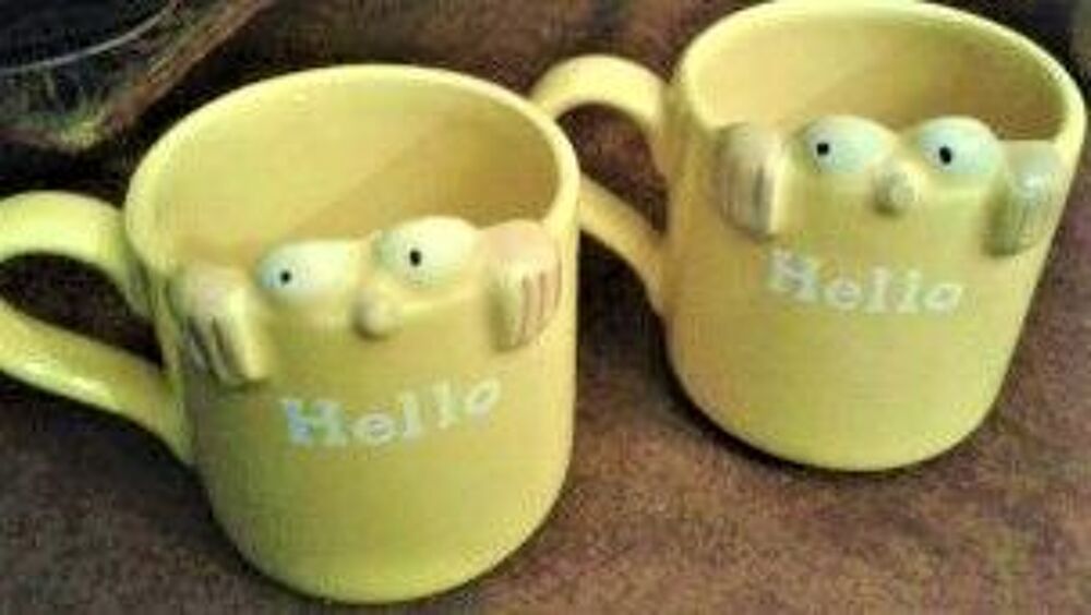 combi dejeuner jaune 2 mug en c&eacute;ramique Cuisine