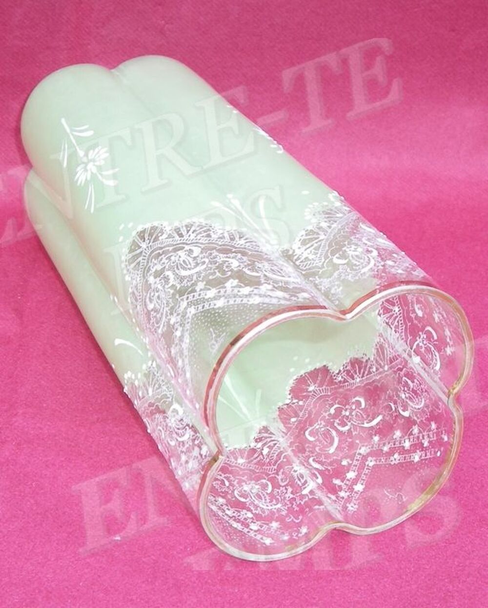 ANCIEN VASE POLYLOB&Eacute; VERRE/CRISTAL &Eacute;MAILL&Eacute; 1900 Décoration