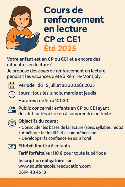 Renforcement lecture CP-CE1  97354 Remire-montjoly