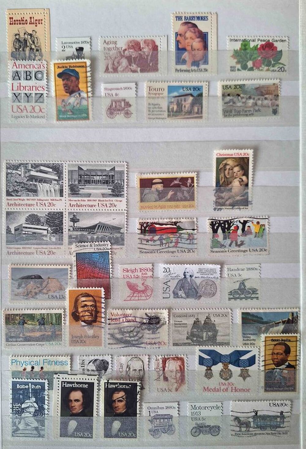 S&eacute;rie de timbres de collection des &Eacute;tats-Unis bis 