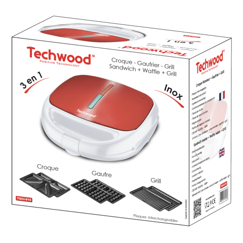 Techwood GAUFRIER + CROQUE + GRILL, Rouge  35 Saint-Denis-en-Val (45)