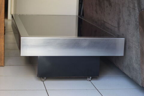 Belle table salon verre et chrome ann�e1970 Willy Rizzo 350 Ergu�-Gab�ric (29)