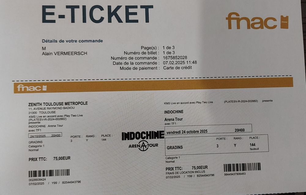 Concert Indochine Toulouse Billetterie