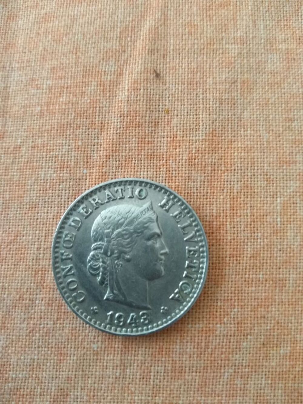 Franc suisse 1943 20 centimes T&ecirc;te de Libertas nickel 