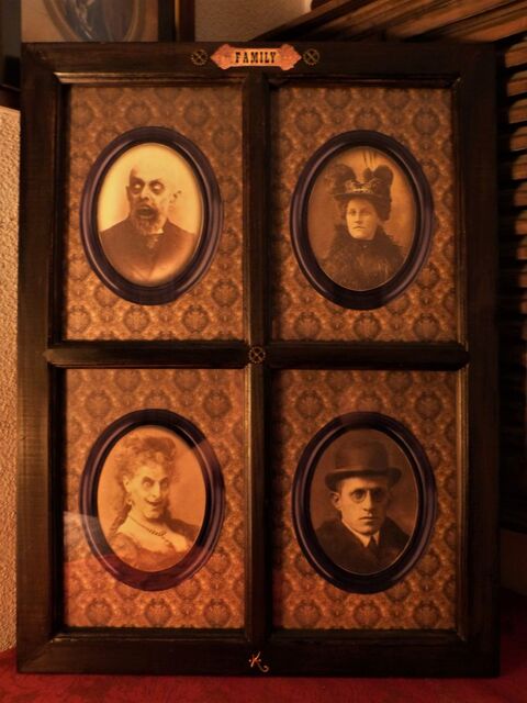 Tableau Fentre Bois  OLD CREEPY FAMILY  Steampunk 70 Mont-de-Marsan (40)