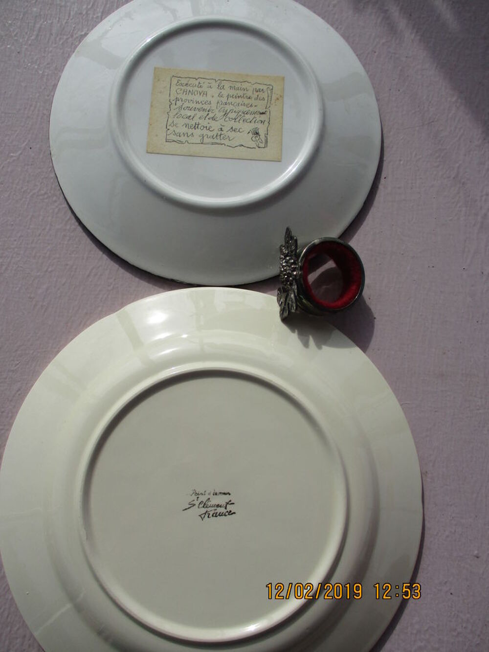 2 assiettes raisin+feuille vigne &amp; pri&egrave;re vigneron + rond de Décoration