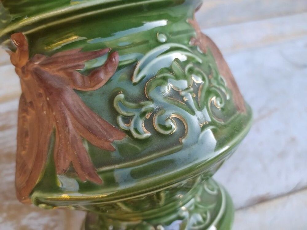 Lampe &agrave; P&eacute;trole XIX&egrave;me Porcelaine &Eacute;maill&eacute;e Retour d'&Eacute;gypte Décoration