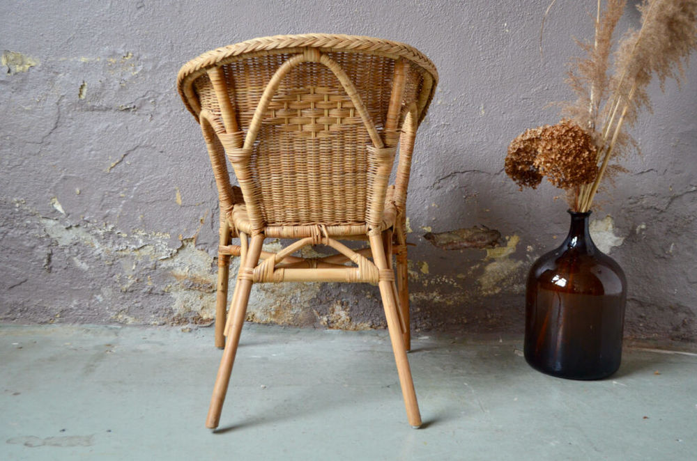Charmant fauteuil adulte en rotin style vintage boh&egrave;me Meubles