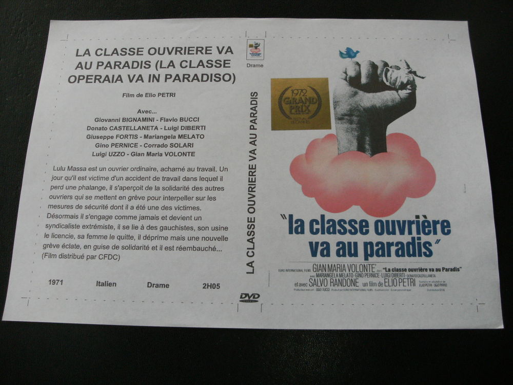 Film : " La classe ouvri&egrave;re va au paradis " 1971 DVD et blu-ray