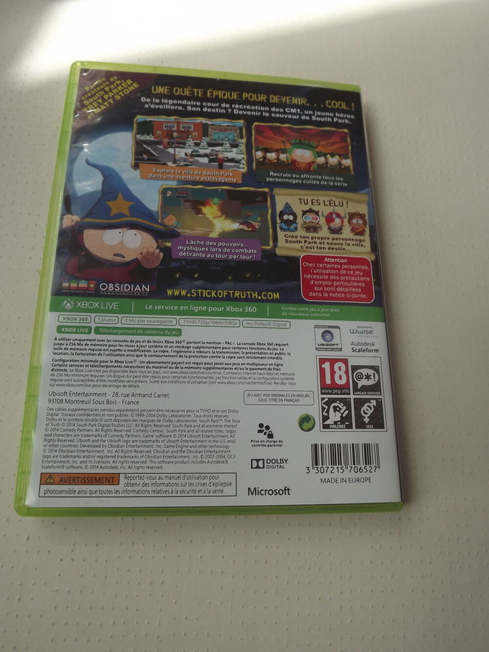 Jeu Xbox 360 South Park le b&acirc;ton de la v&eacute;rit&eacute; sans notice Consoles et jeux vidéos