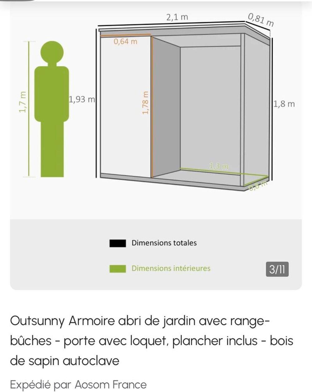 Abri b&ucirc;ches avec placard int&eacute;gr&eacute; Jardin