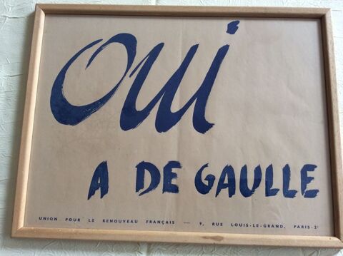 Affichette Oui A De Gaulle Mai 1968 encadrée sous verre  50 Gif-sur-Yvette (91)