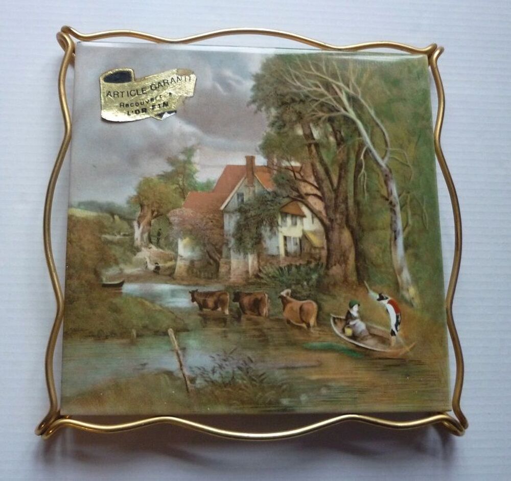 Deux dessous-plat vintage VILLEROY &amp; BOCH Sc&egrave;nes champ&ecirc;tres Cuisine