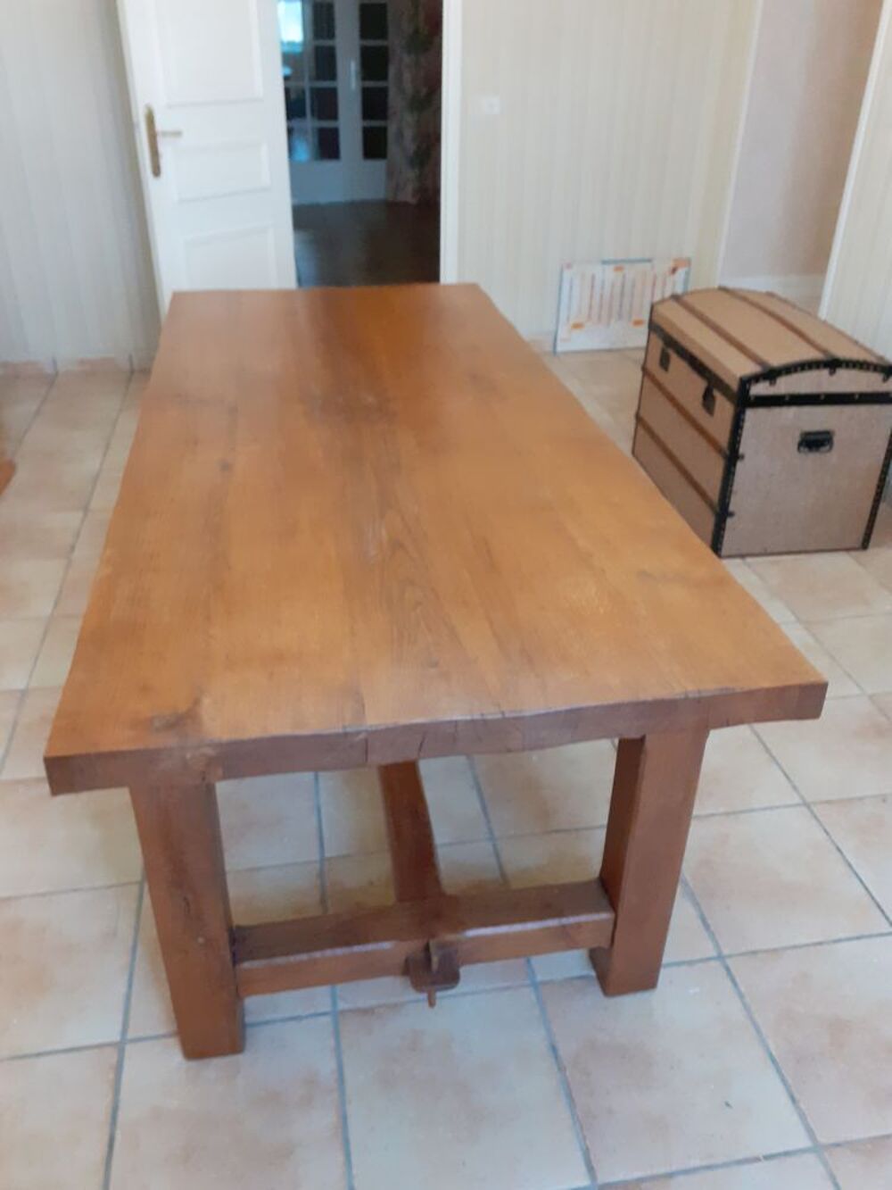 TABLE CAMPAGNARDE CHENE MASSIF Meubles