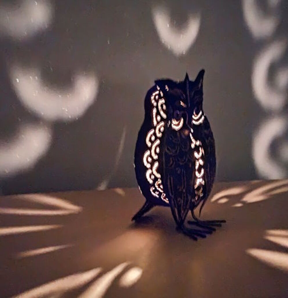  Hibou porte bougie en m&eacute;tal 
Décoration