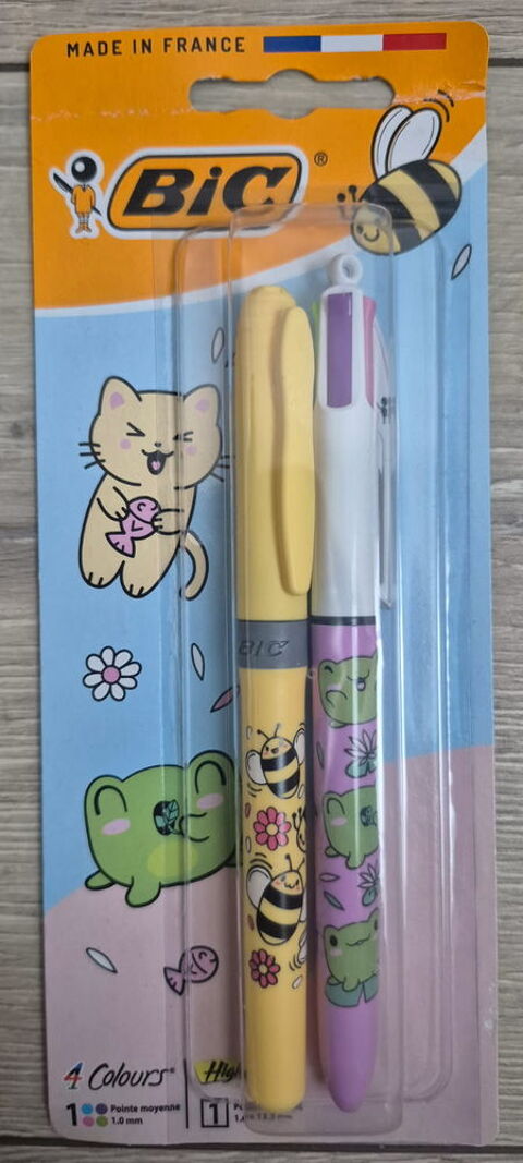 Stylo 4 Couleurs Kawaii Pastel + surligneur Grip neuf / MD18 Pontault-Combault (77)