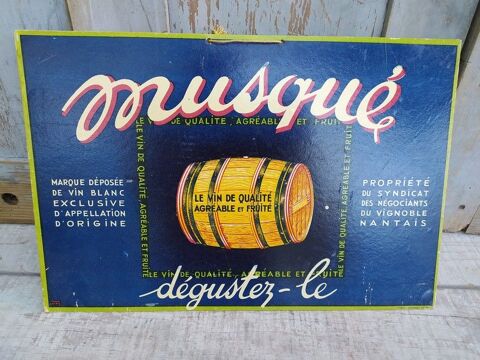 Ancien Carton Publicitaire Vin Blanc Musqué Nantes 
59 Loches (37)