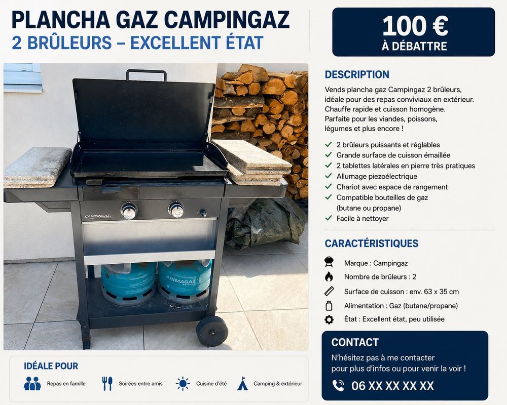 plancha &agrave; gaz Jardin