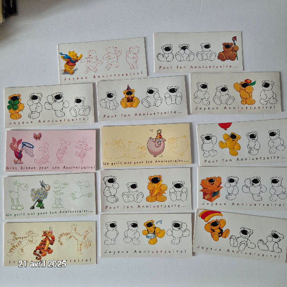 Lot de 14 cartes postales joyeux anniversaire, Chris bears, 