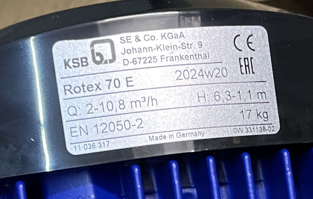 Pompe de relevage KSB Rotex 70 E NEUVE - 230V Bricolage