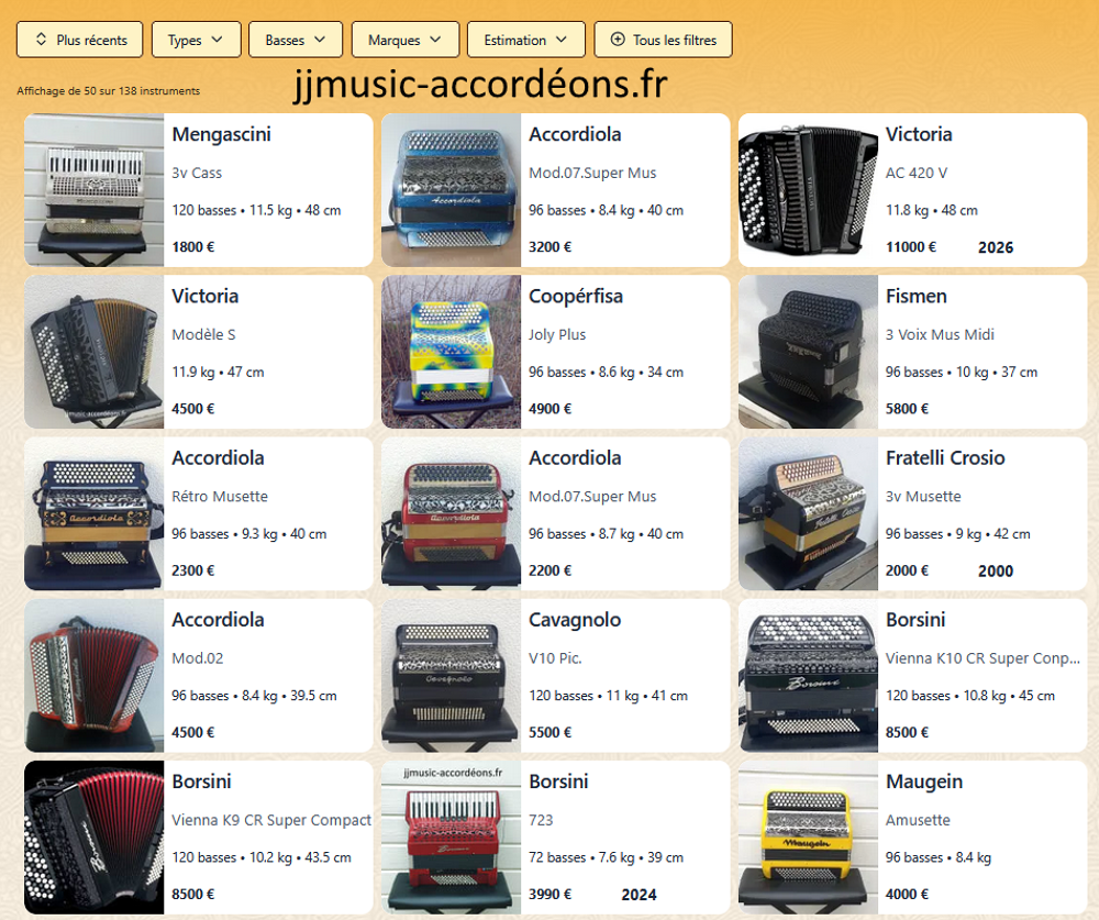 accord&eacute;ons tout type Instruments de musique