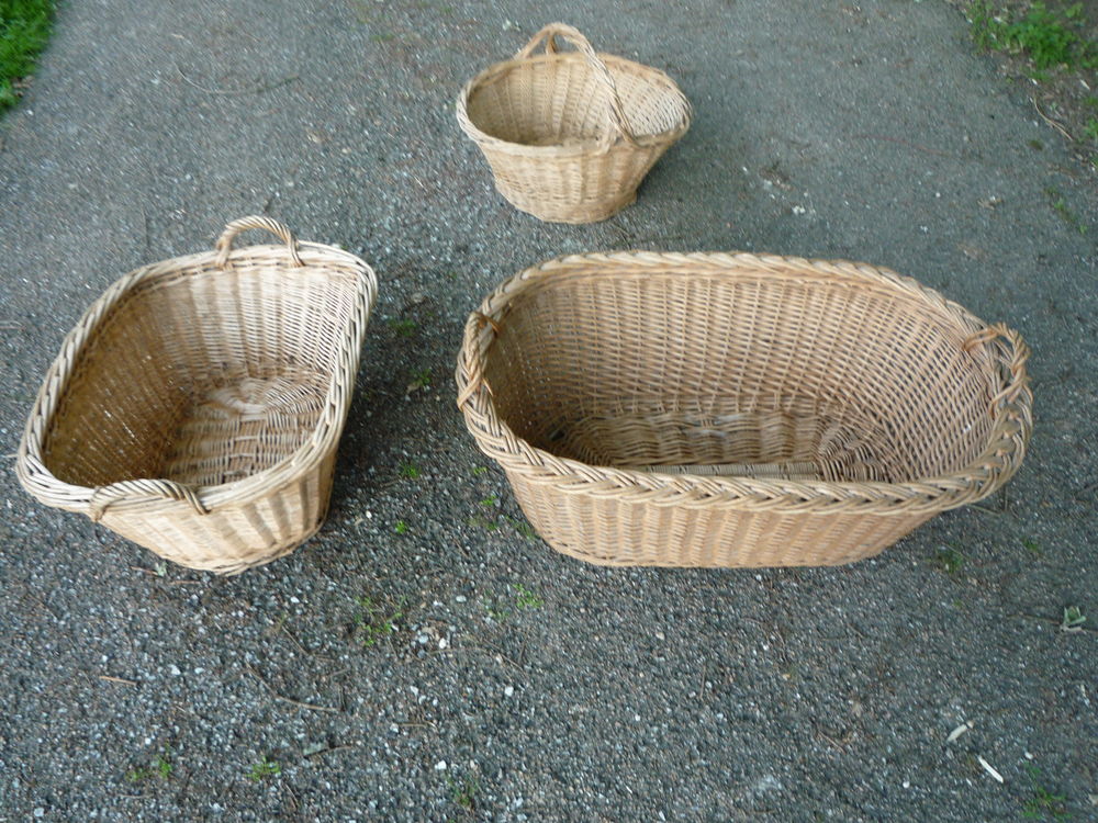 Ancien grand panier &agrave; linge r&eacute;tro/panier osier Bricolage