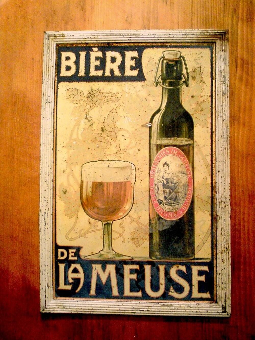 PLAQUE PUBLICITAIRE BI&Egrave;RE DE LA MEUSE ANCIENNE 