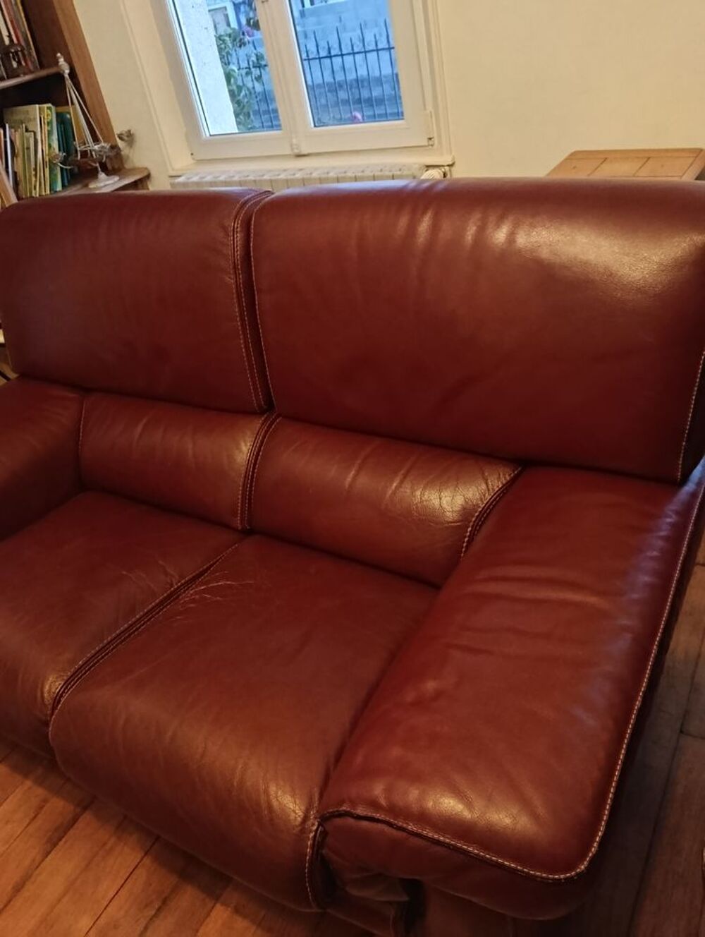 ensemble de 2 canap&eacute;s fixes cuir bordeaux Meubles