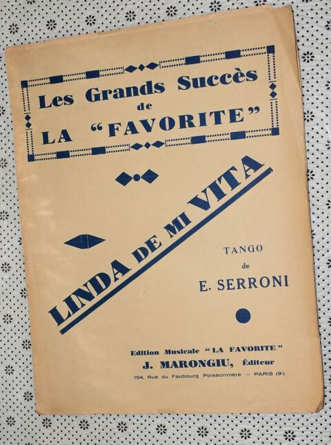 Partition ancienne - Favorite - Linda de mi Vita. 4 Roissy-en-Brie (77)