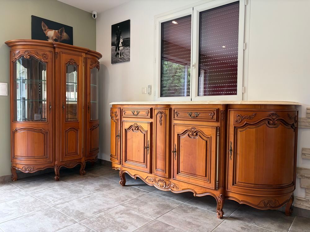 salle &agrave; manger d'&eacute;b&eacute;niste Louis XV ? Bois massif &amp; marbres Meubles