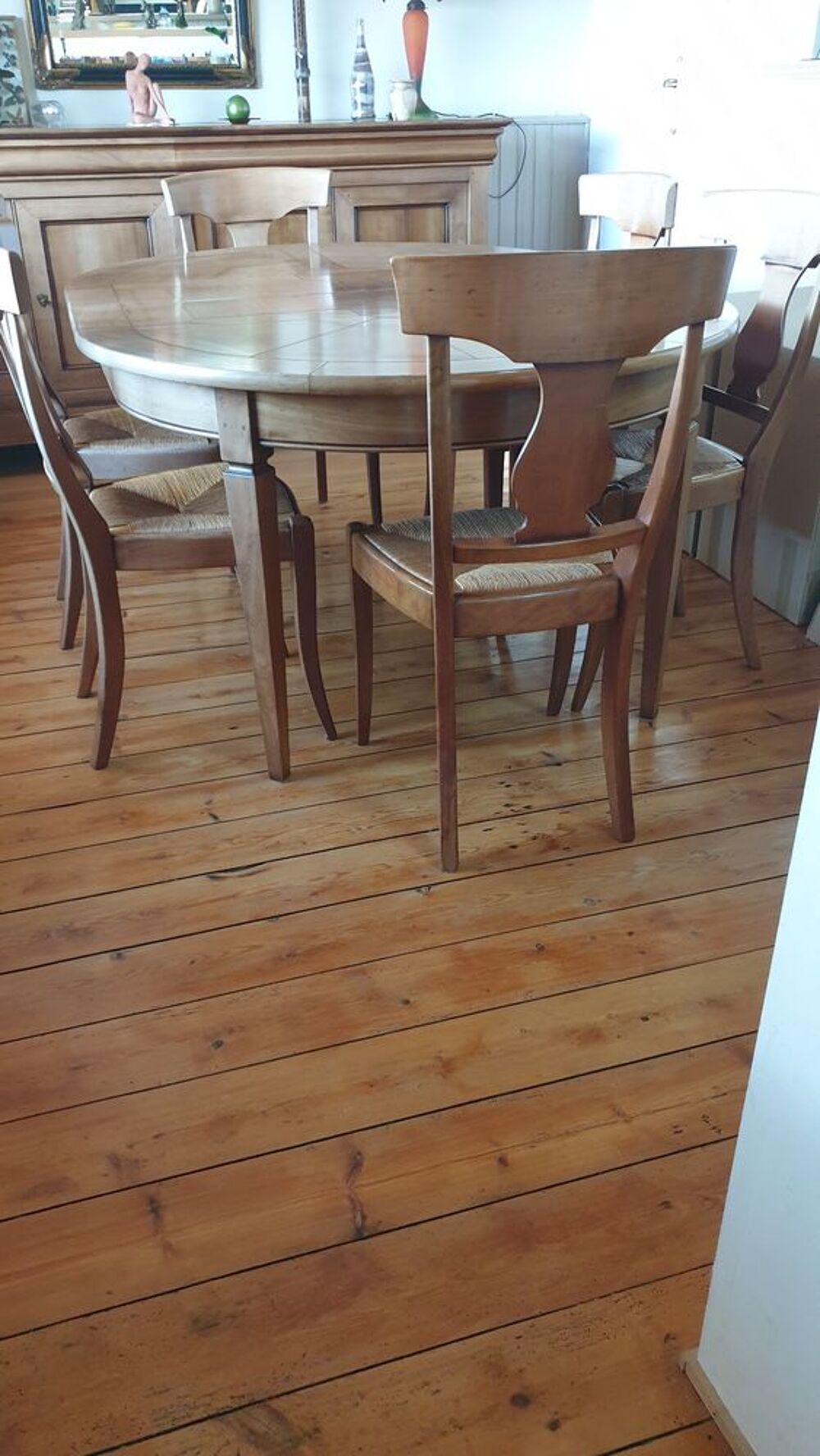 Table ovale + rallonge + 6 chaises merisier massif Meubles