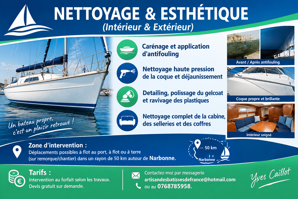   BATEAUX NETTOYAGE & ESTHÉTIQUE (Intérieur & Extérieur) 