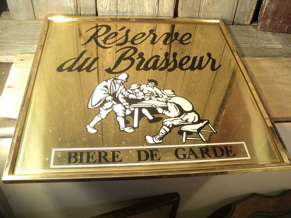 Plaque T&ocirc;le Miroir Publicitaire Bi&egrave;re R&eacute;serve du Brasseur 
