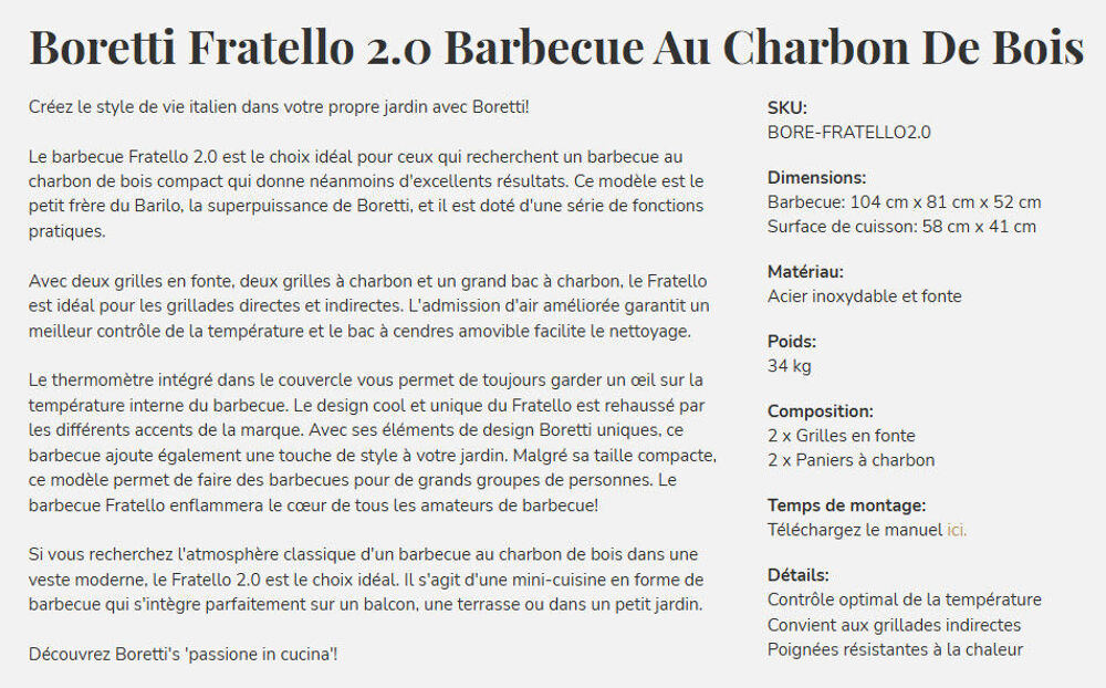 Barbecue &agrave; Charbon de Bois - Grand mod&egrave;le. Electroménager
