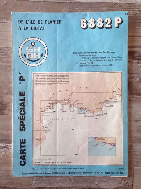 Carte maritime spciale P de SHOM n6882P Planier  Ciotat 15 Tours (37)