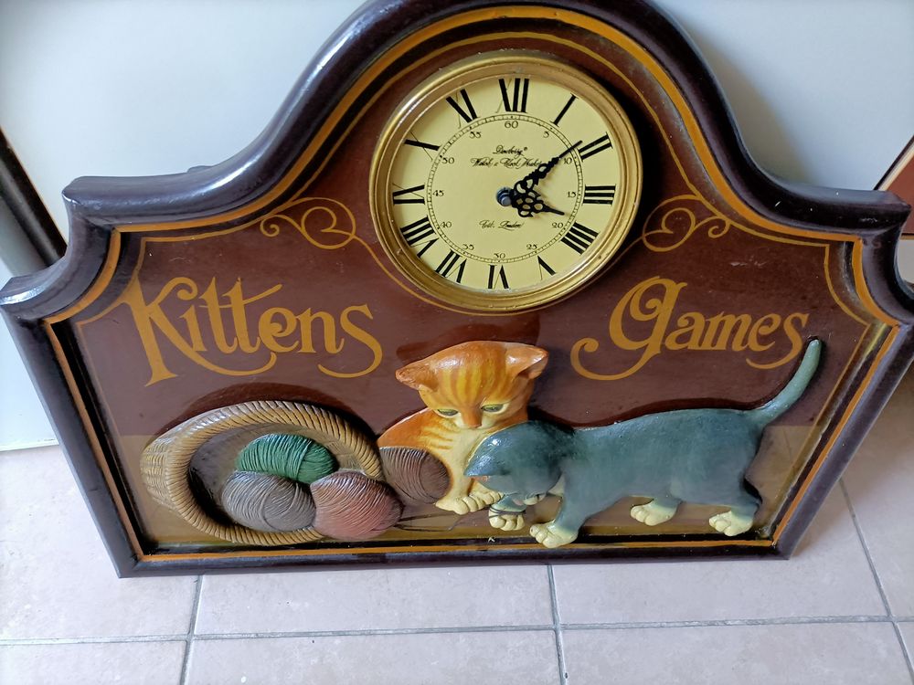 Horloge murale en bois Country Corner Motif Chats D�coration