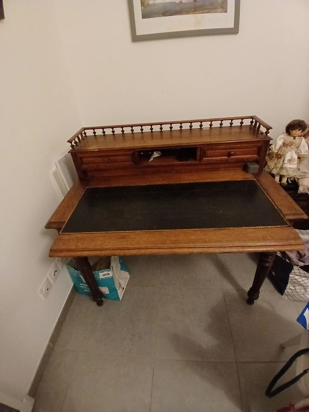 Bureau en bois de ch&ecirc;ne et un peu de cuir Meubles