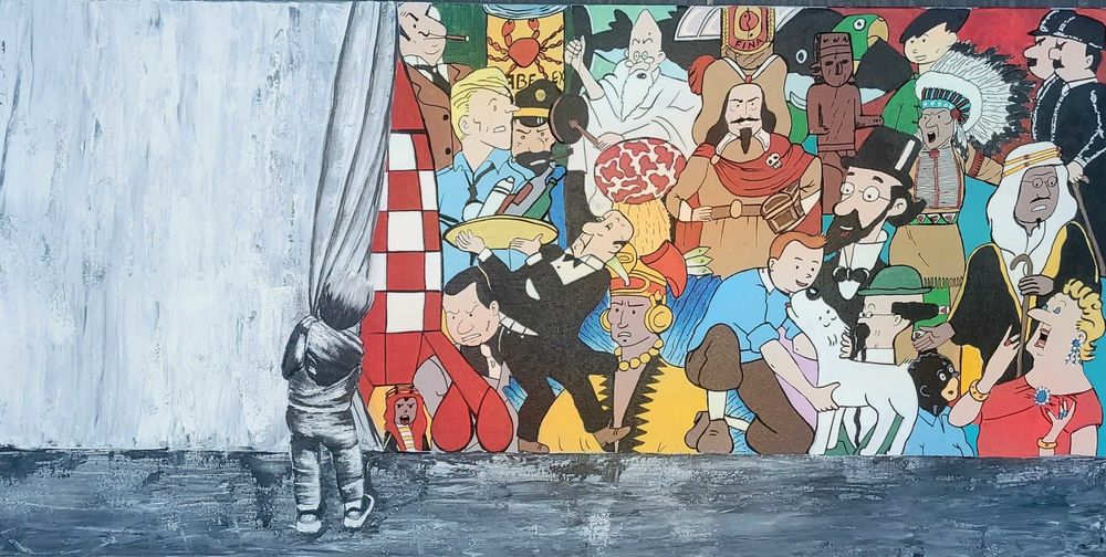 toile acrylique " TINTIN &amp; CO " Décoration