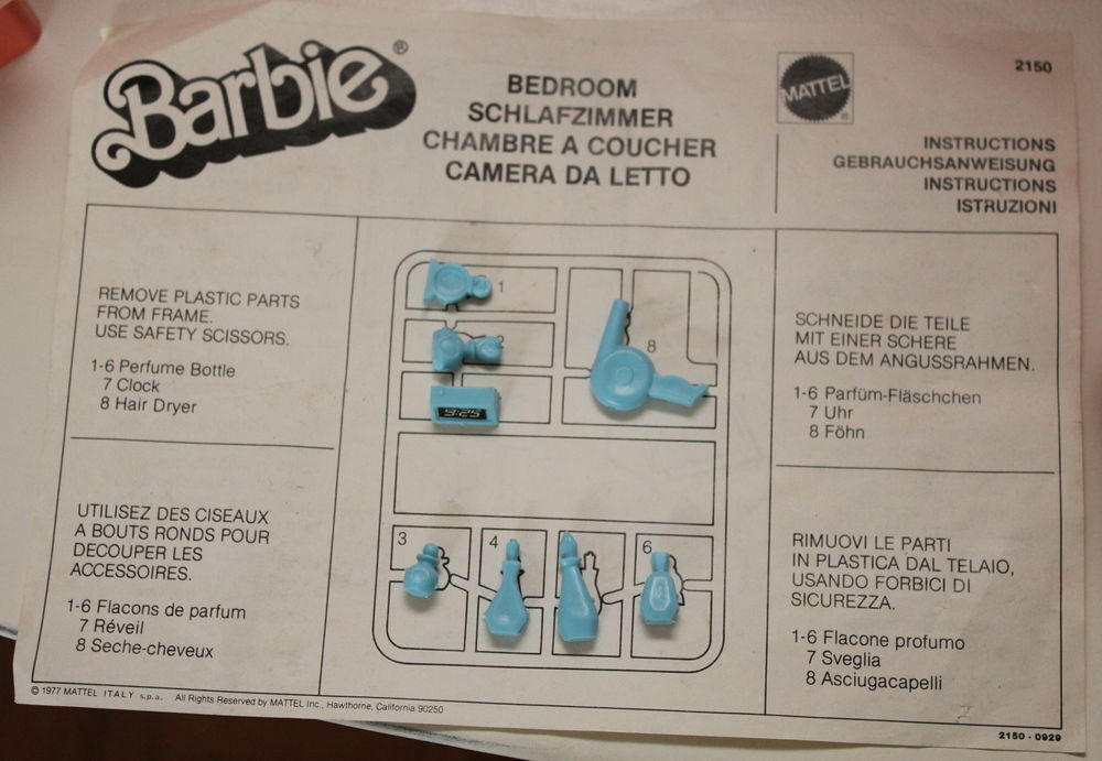 Chambre &agrave; coucher de Barbie - Mattel 1978 (ref.2150) Jeux / jouets
