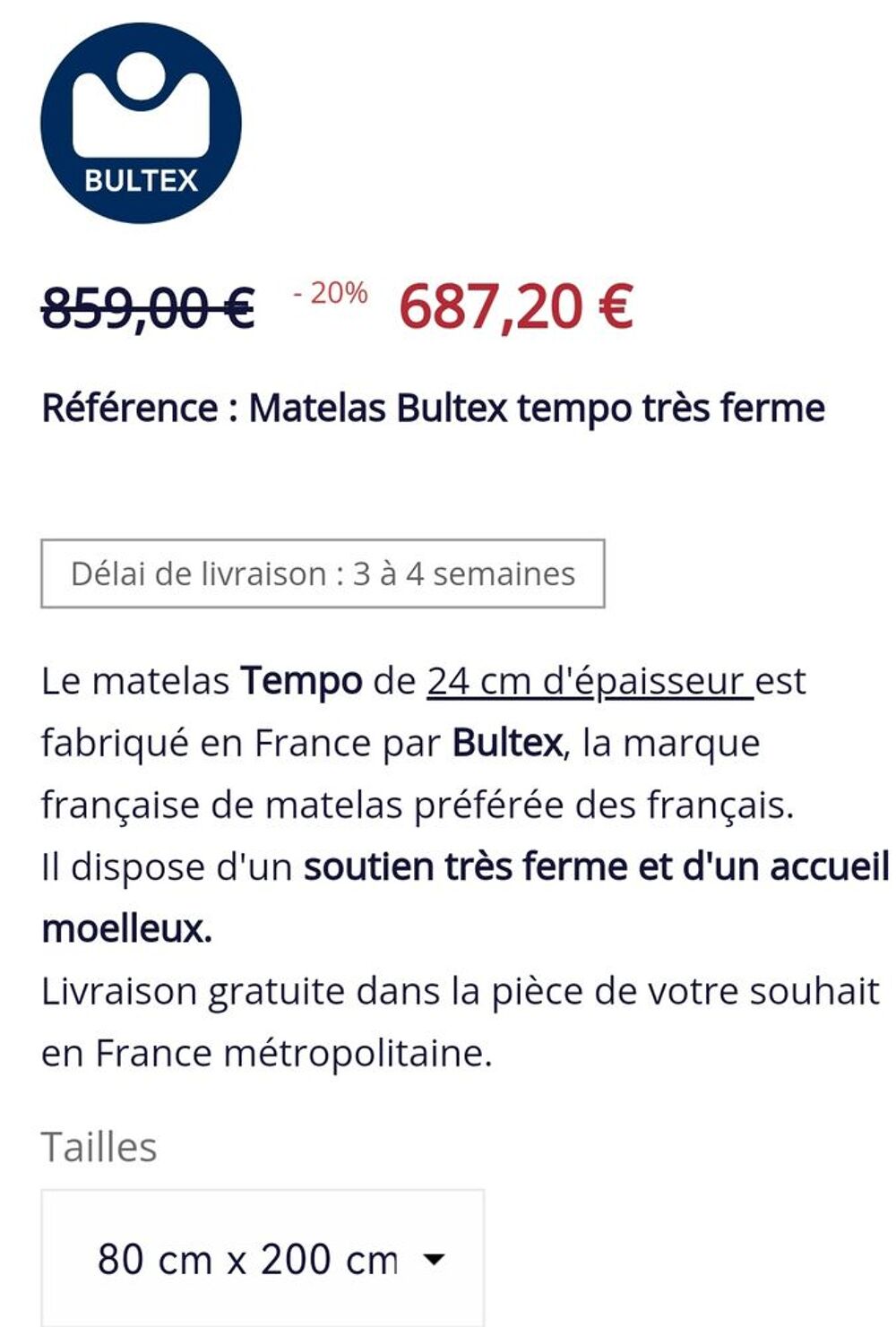 2 matelas bultex expert tempo 80x200 neuf avec &eacute;tiquette. Meubles