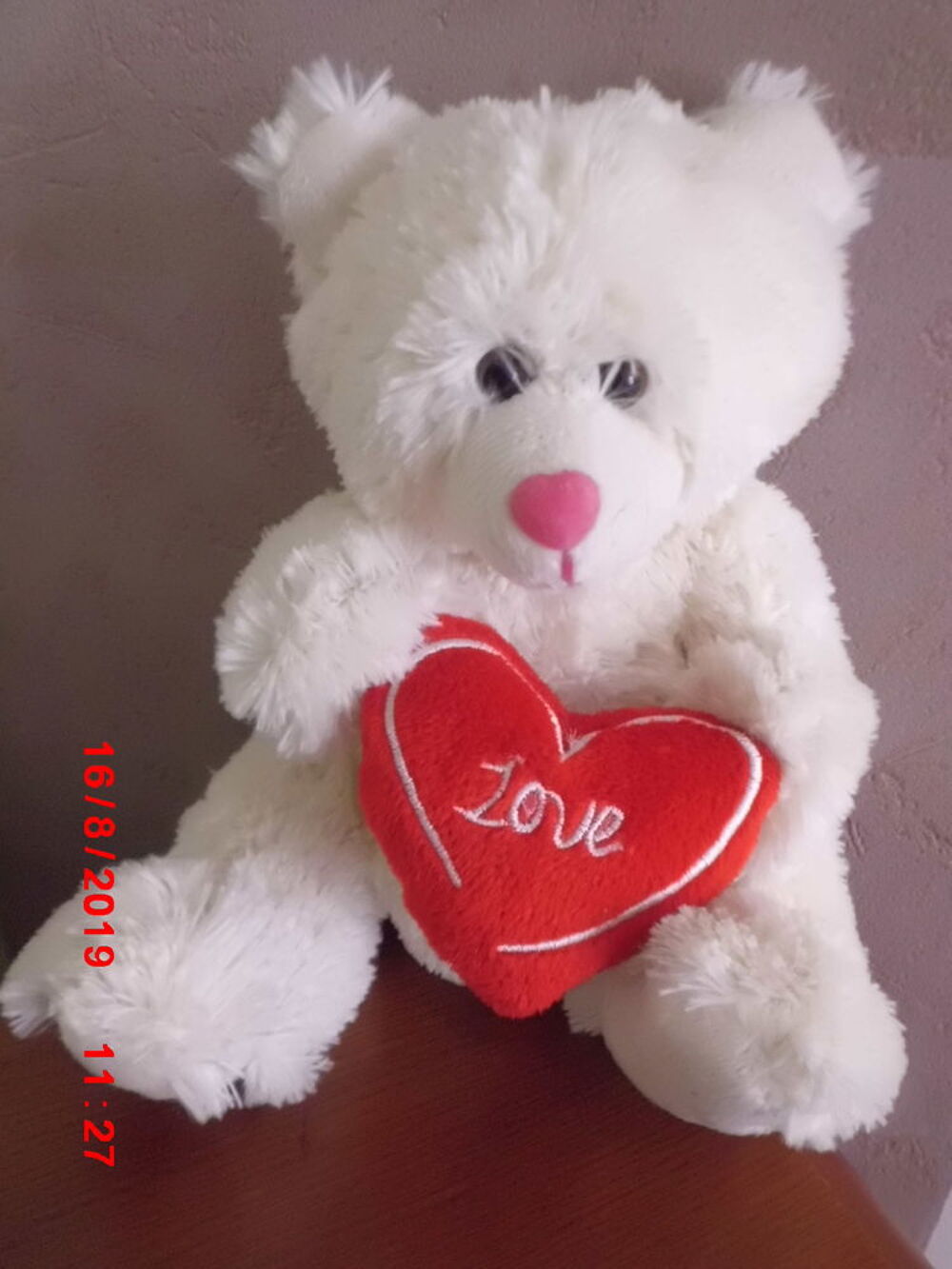 OURS BLANC INTERACTIF AVEC SON COEUR ROUGE Jeux / jouets