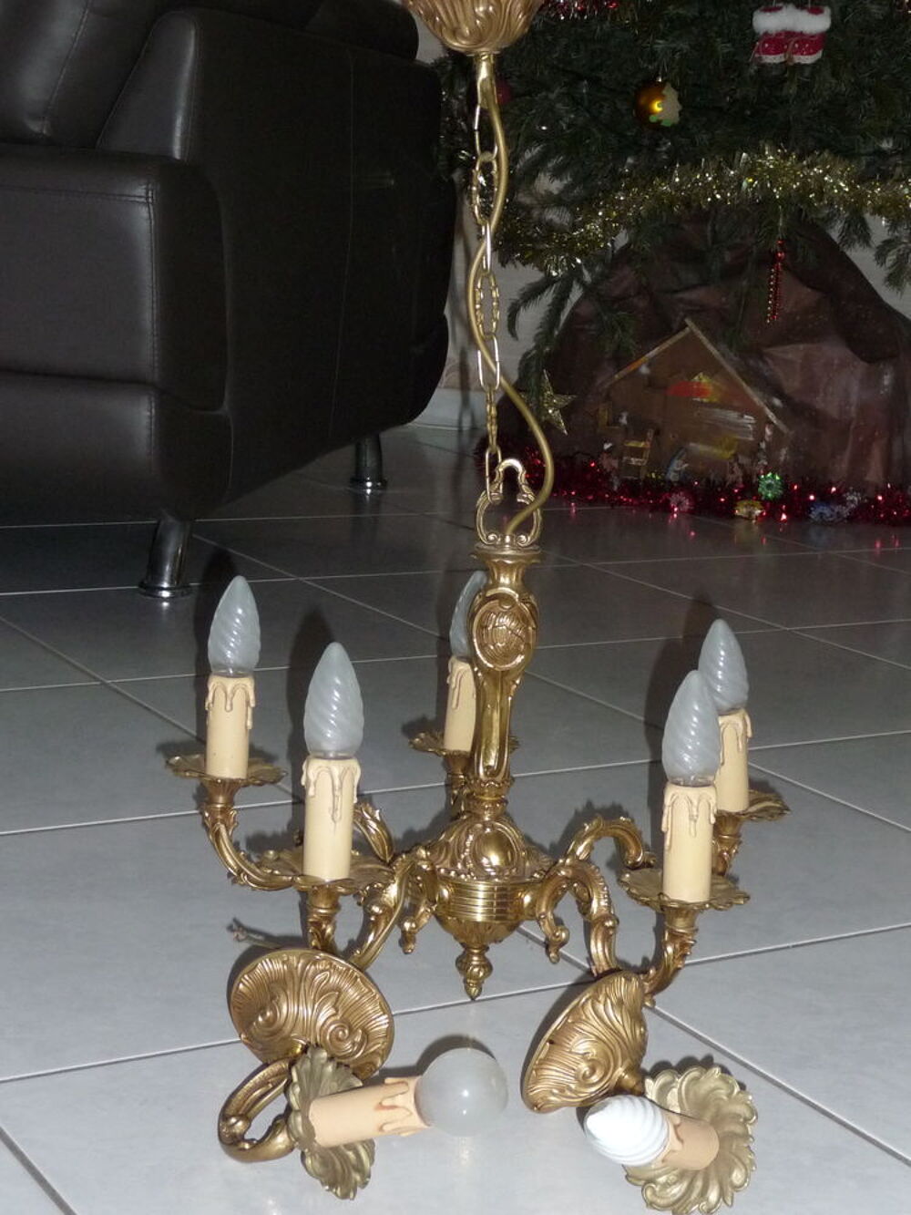 Lustre ancien avec 2 appliques Décoration