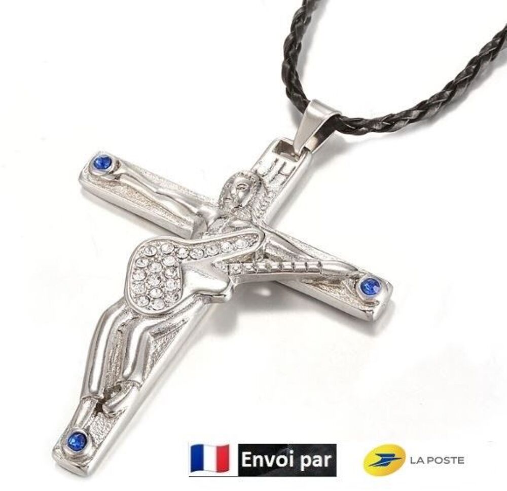 Collier homage pendentif Crucifix Johnny Hallyday et guitare Bijoux et montres