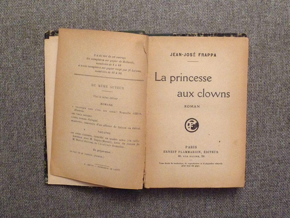 La Princesse aux Clowns- Jean Jos&eacute; Frappa- 1923 Livres et BD